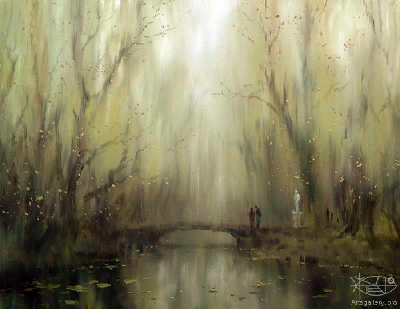 пейзаж , лес и тихая река