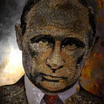 Лицо войны (Портрет Путина) - инсталляция с использованием гильз. Автор Дарья Марченко