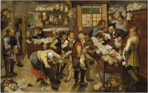 Питер Брейгель Младший ( Брюссель 1564-1637 Антверпен). Выплата десятины. 1Pieter Brueghel II (Brussels 1564-1637 Antwerp). The Payment of Tithes. Oil on panel. 55 x 87 cm