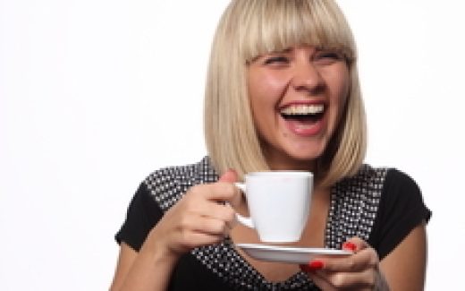 девушка, чашка, луна