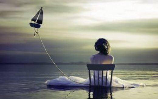 девушка, море, кораблик, мечта