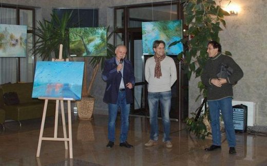 Сергей Назаренко, Сеогей Тихенко, Игорь Швачунов на выставке Про дождь и не только