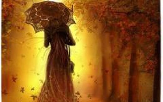 осень, девушка с зонтом, муза