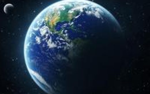 Земля планета из космоса со спутником с луной