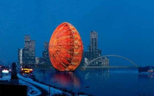 здание в форме писанки