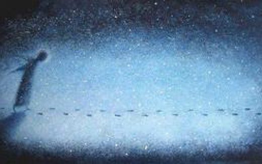 человек, шагающий по снегу