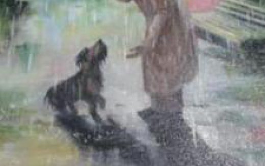 под дождём старик и собака