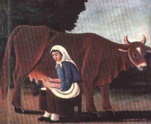 бабушка с коровой