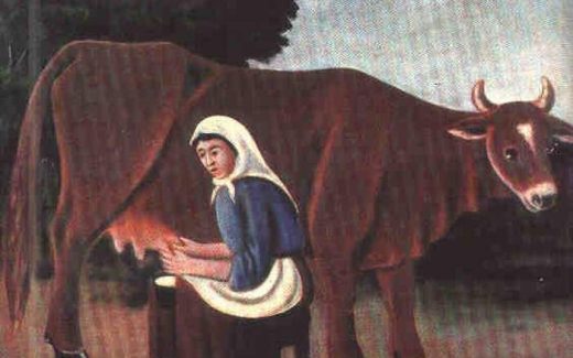 бабушка с коровой