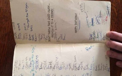 открытка с поздравлениями, которой два брата поздравляли друг доуга 40 лет