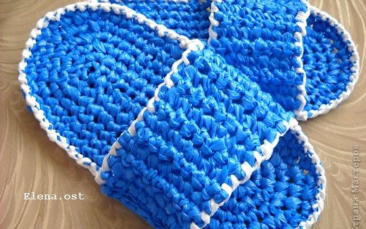 таппки, связаные из полиэтиленовых пакетов